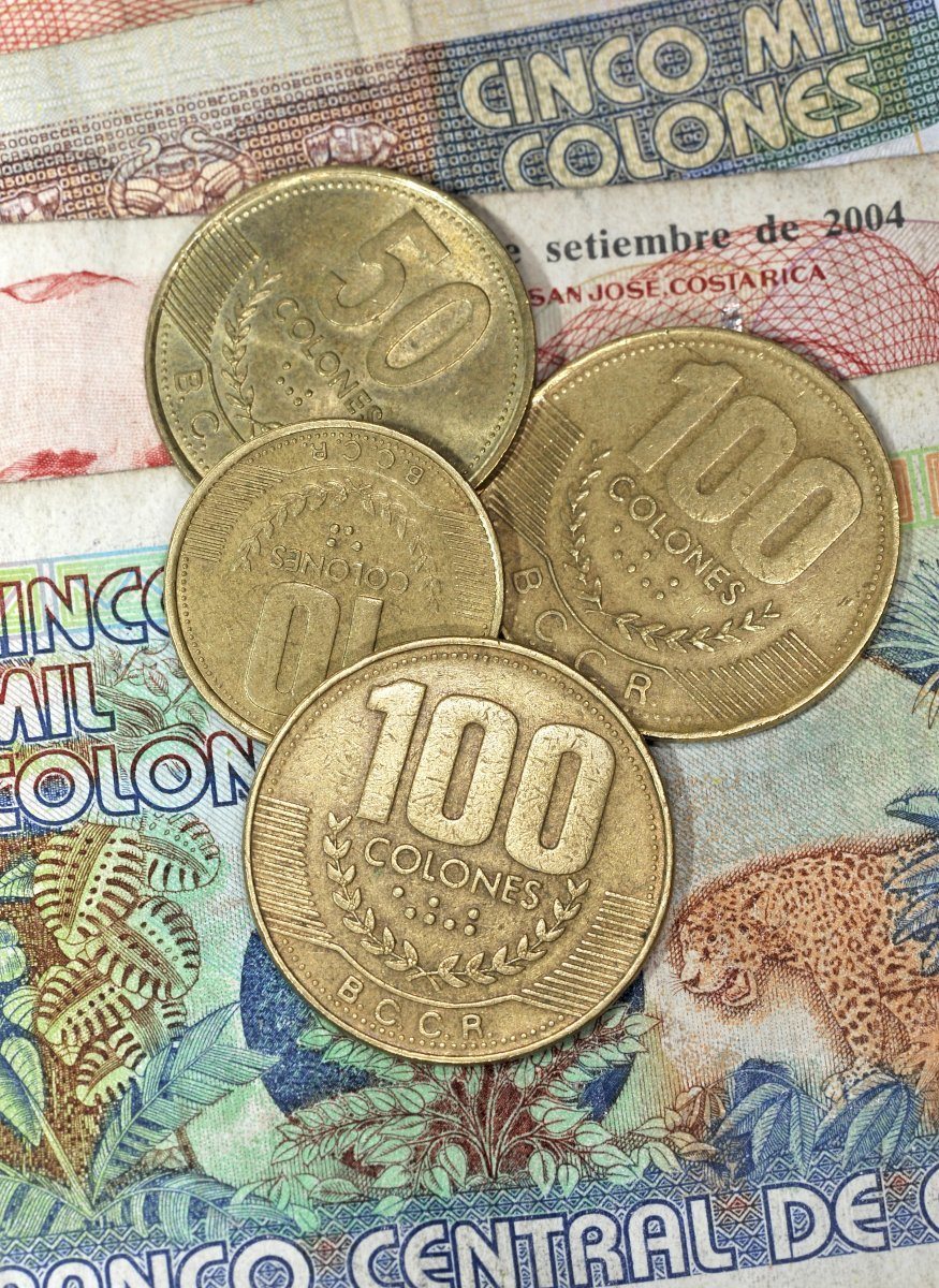 Close Up Of Costa Rican Colones Money