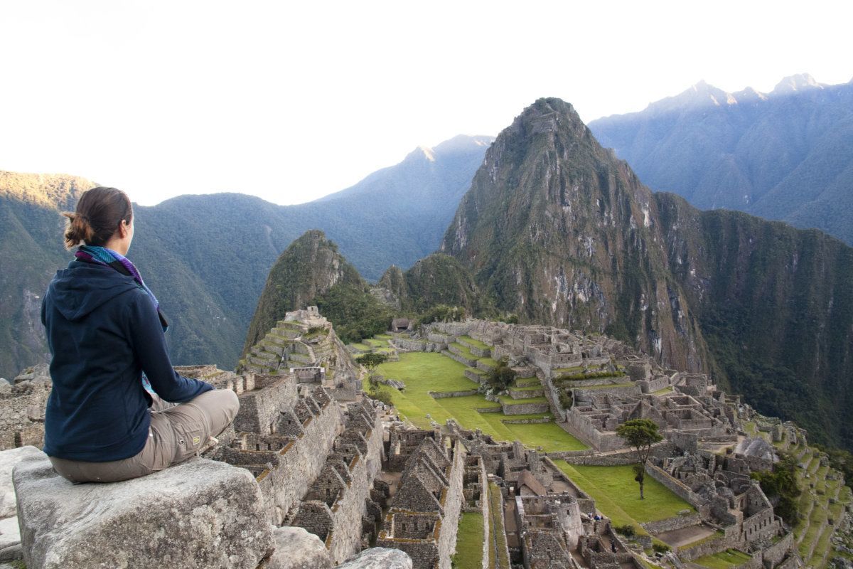 Girl Looking Over Machu Picchu, Peru