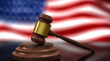 Judge Gavel And American Flag