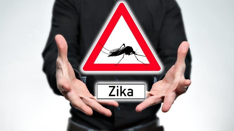 Man Holding A Warning Sign for Zika