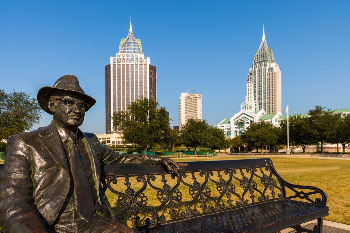 Cityscape View Of Downtown Mobile, Alabama.