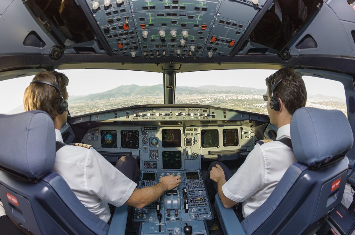 Pilots In An Airplane Cockpit