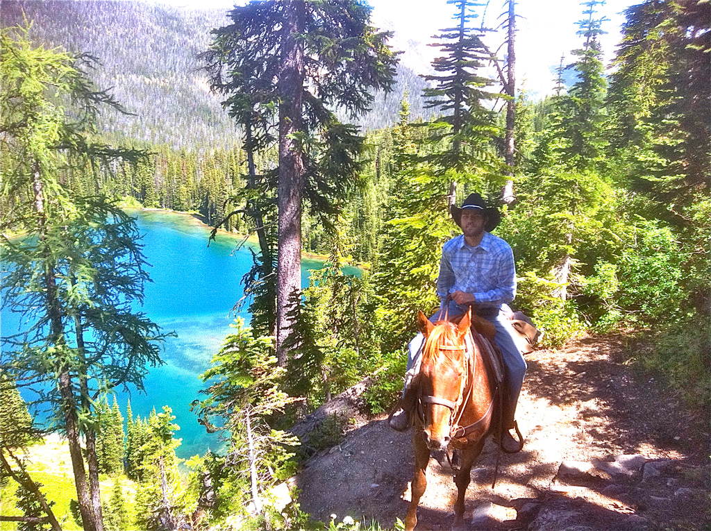 Trail rider by lake