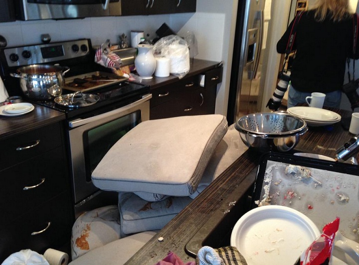 trashed Calgary Airbnb house