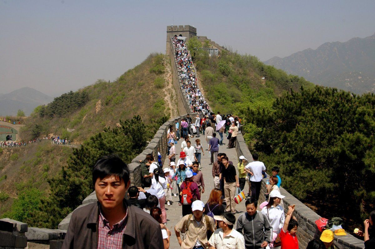 Badaling, China Great Wall Throngs Of Tourists
