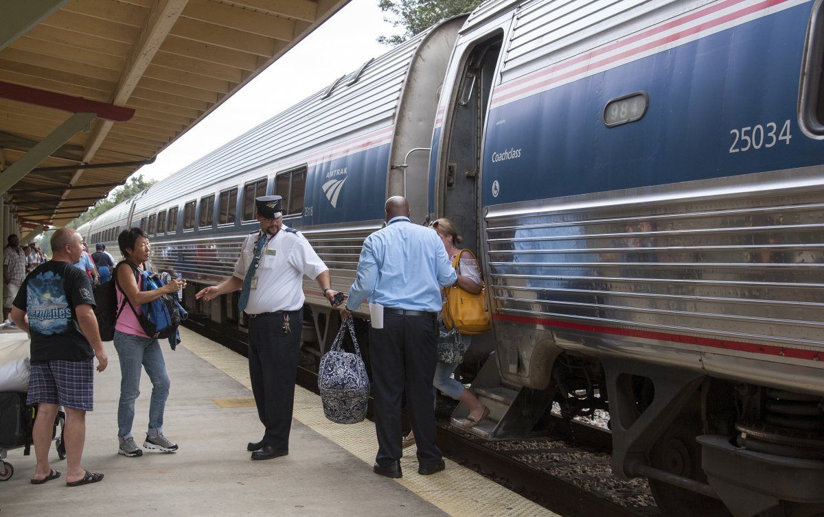Passengers Boarding An Amtrak Train Florida