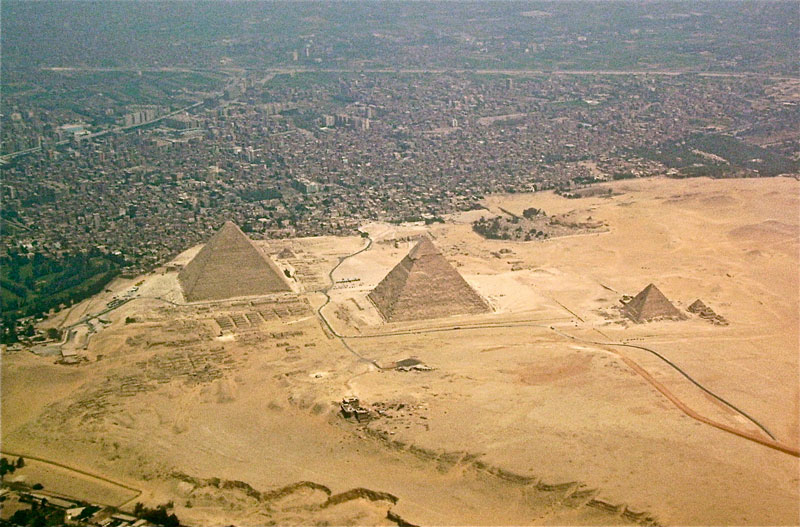 pyramids near city.
