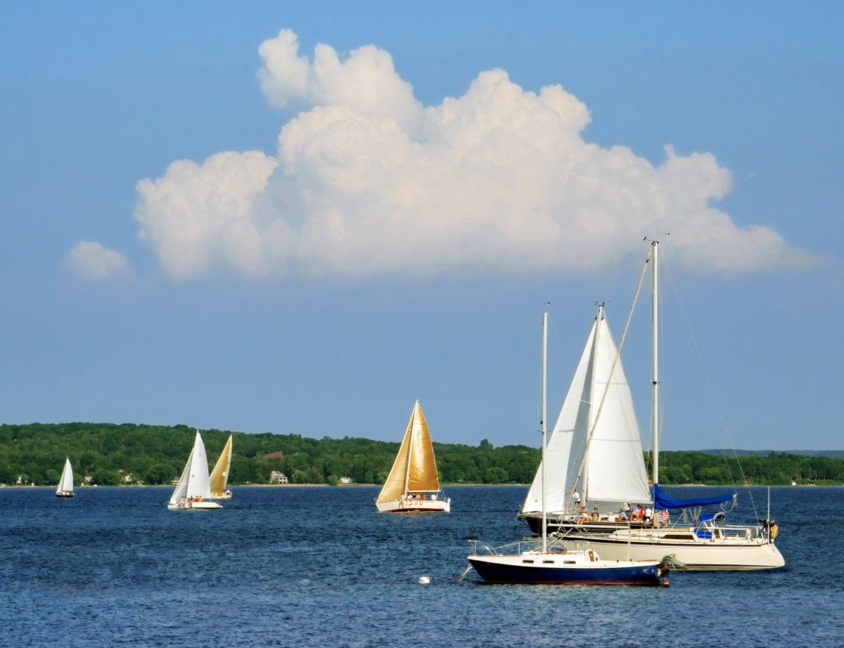 Sailboats On Grand Traverse Bay, Michigan