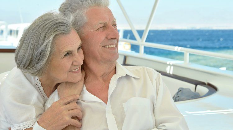 Active Smiling Senior Couple on Cruise