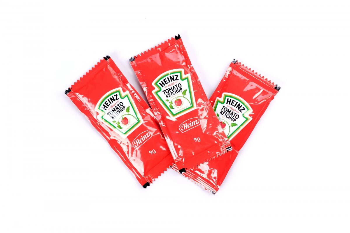 Heinz Tomato Ketchup In Small Packets. 