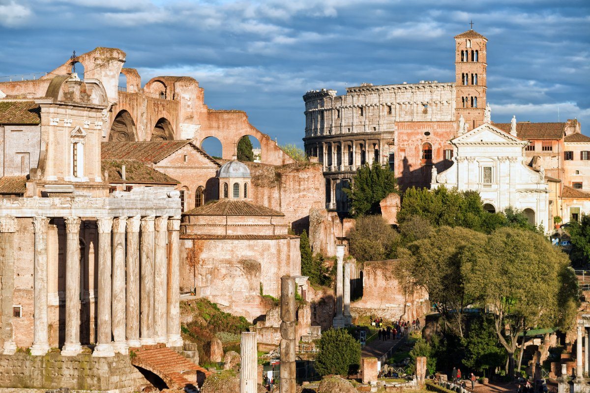 Roman Forum And Colosseum In Rome