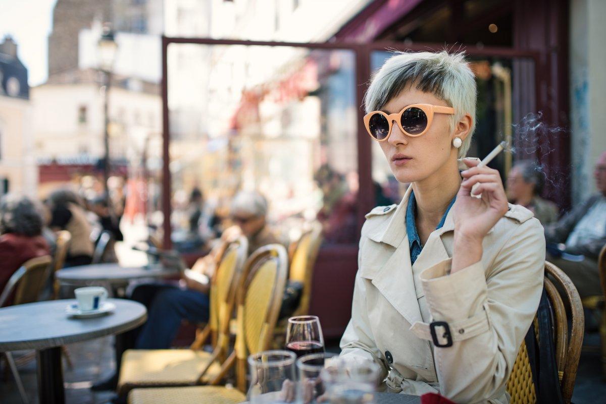 Smoking in Cafe In Paris