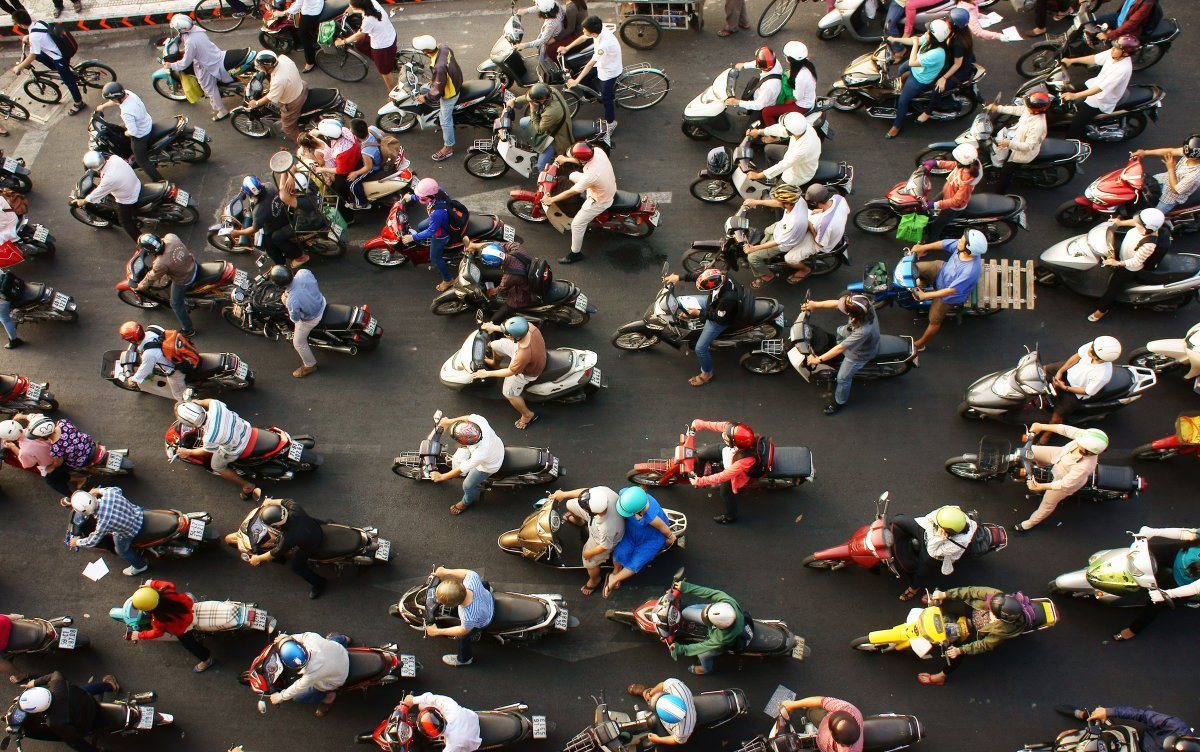 Vietnam Crowed Scene Of City Traffic