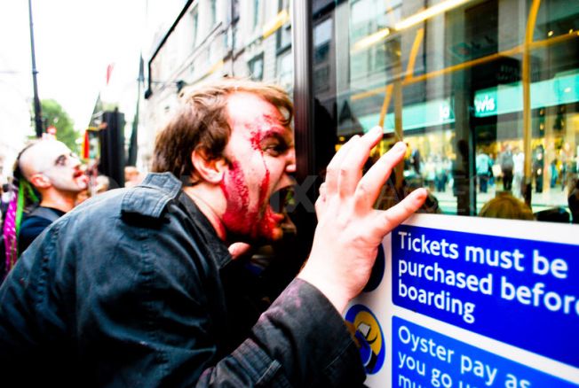 zombie getting on bus