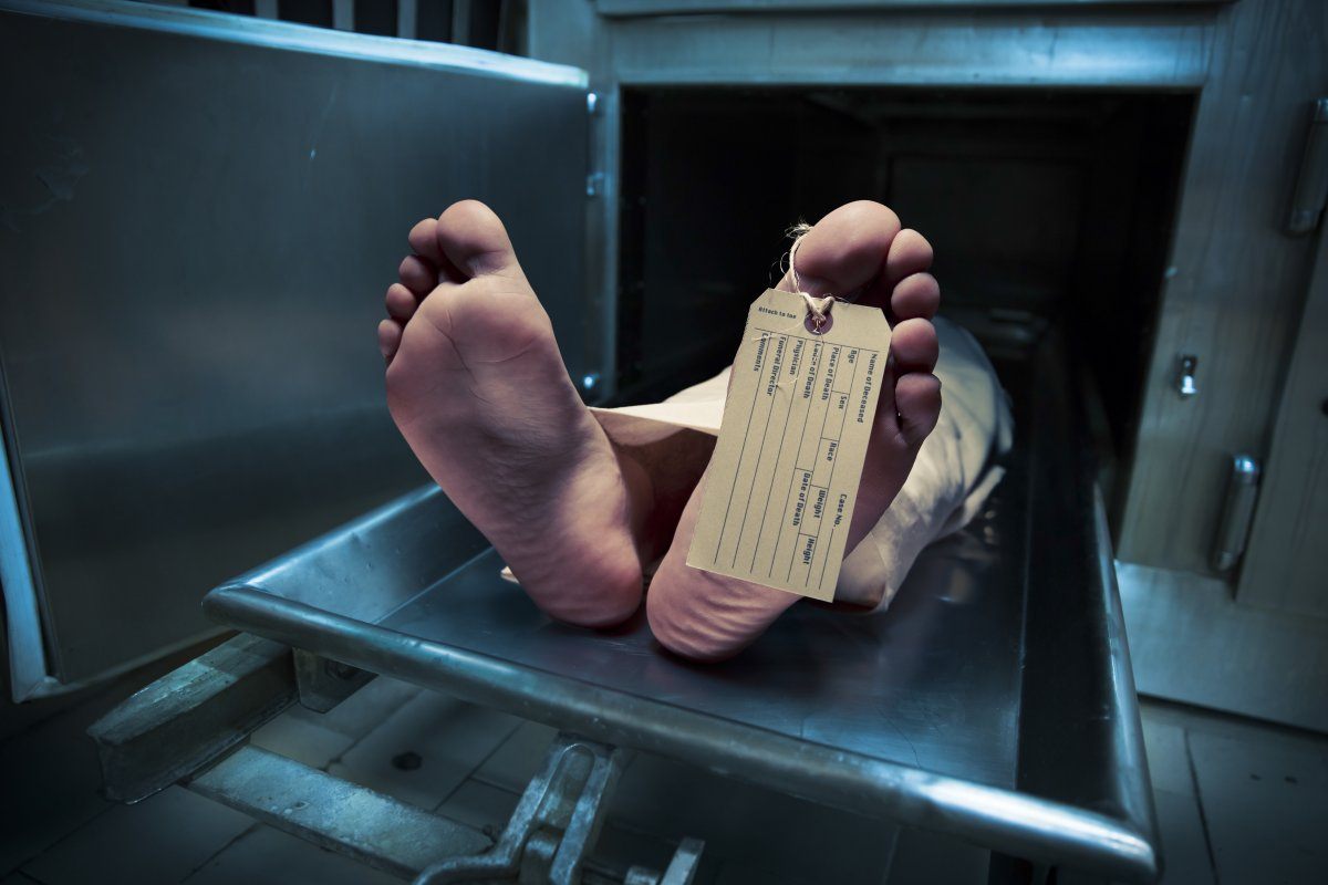Feet With Toe Tag At Morgue