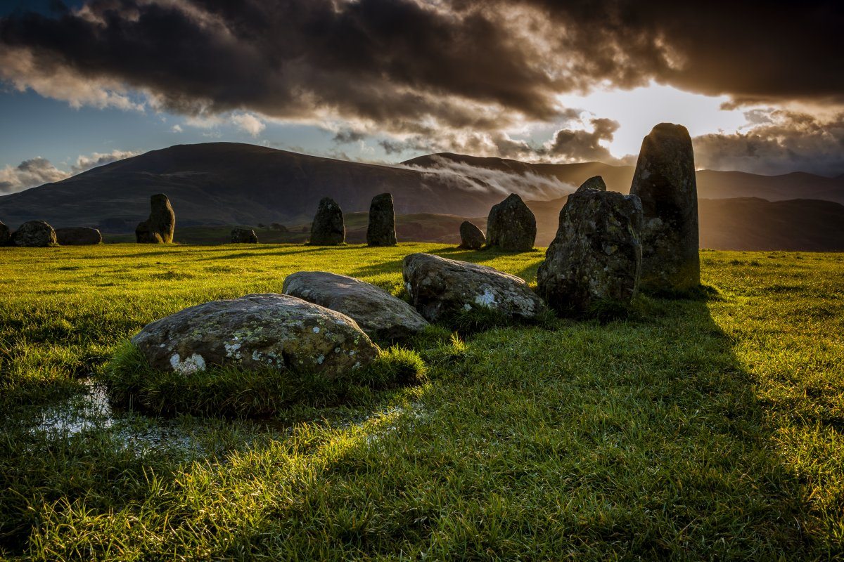 Long Shadows Of The Stones At Castlerigg Stone Circle