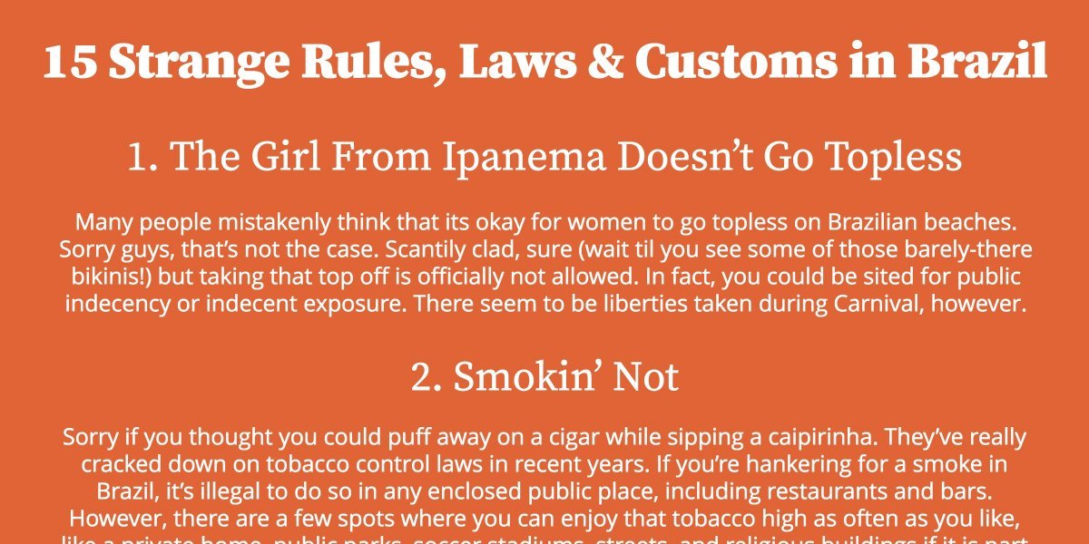 15 Strange Rules, Laws And Customs In Brazil
