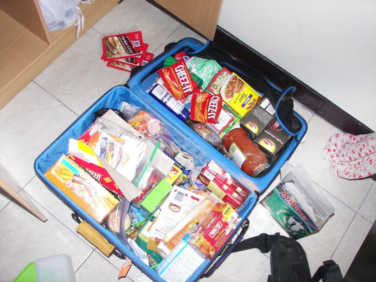 suitcase full of American snacks