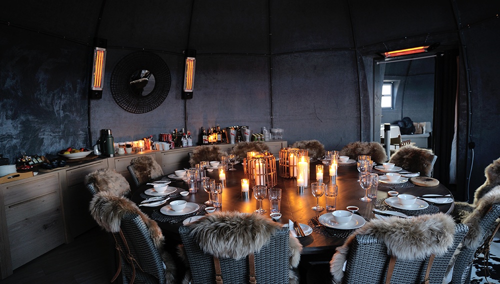 white desert camp in antarctica