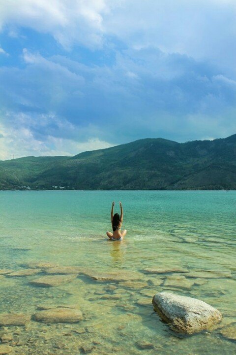 woman lake