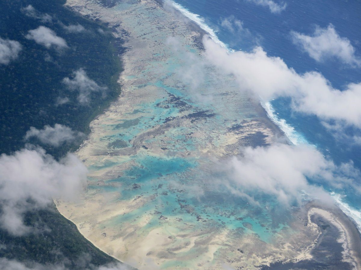 Aerial view of North Sentinel Island, Andaman