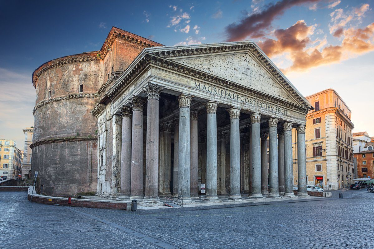View Pantheon Morning Rome Italy