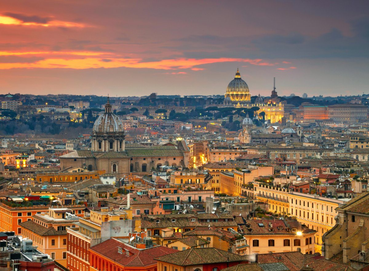 Wonderful View Rome Sunset Time St