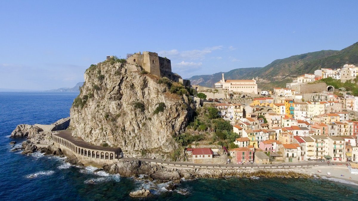 Aerial View Scilla Coastline Calabria Italy