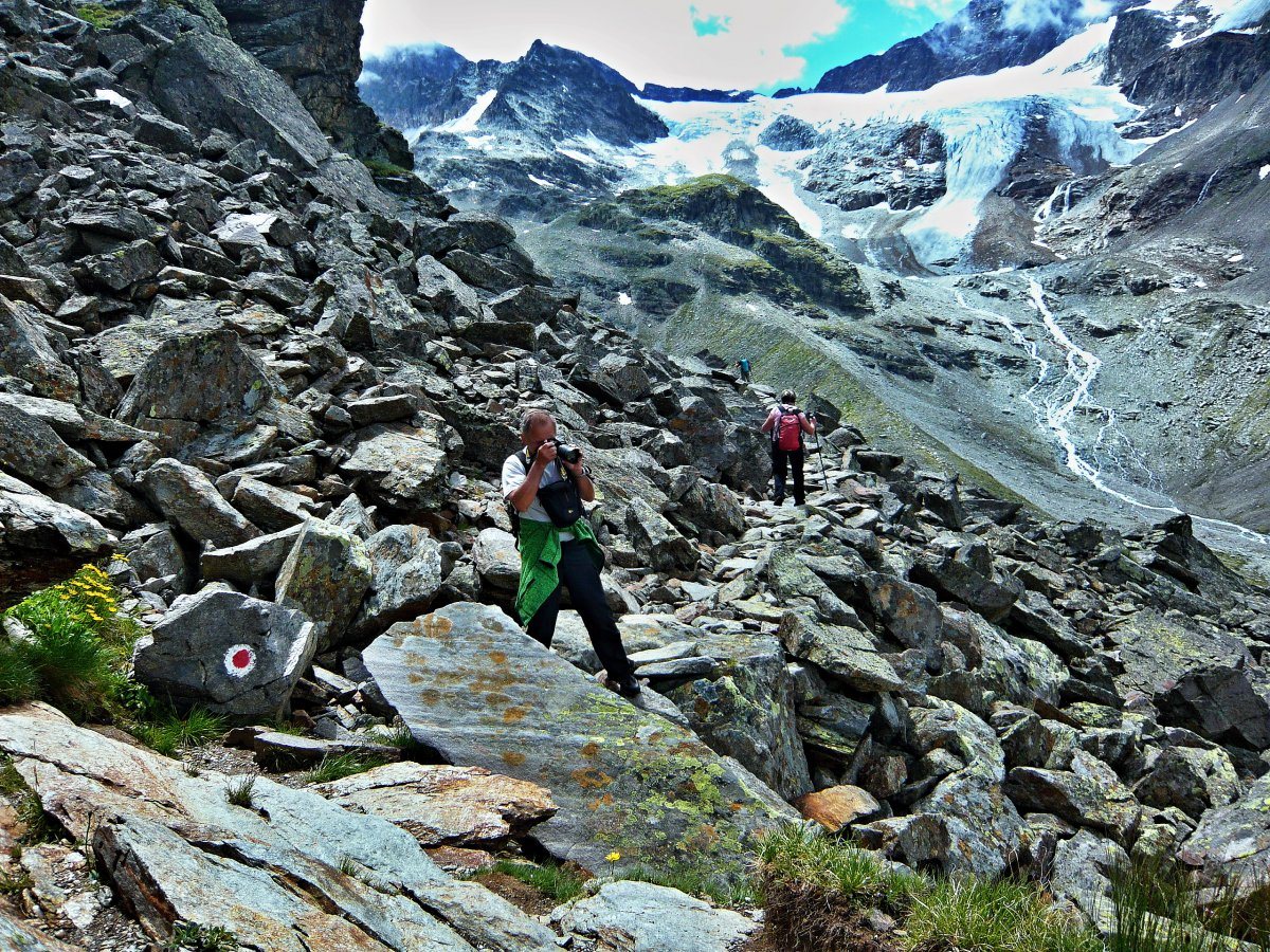 Austrian Alpsview On Tourist Peak Piz