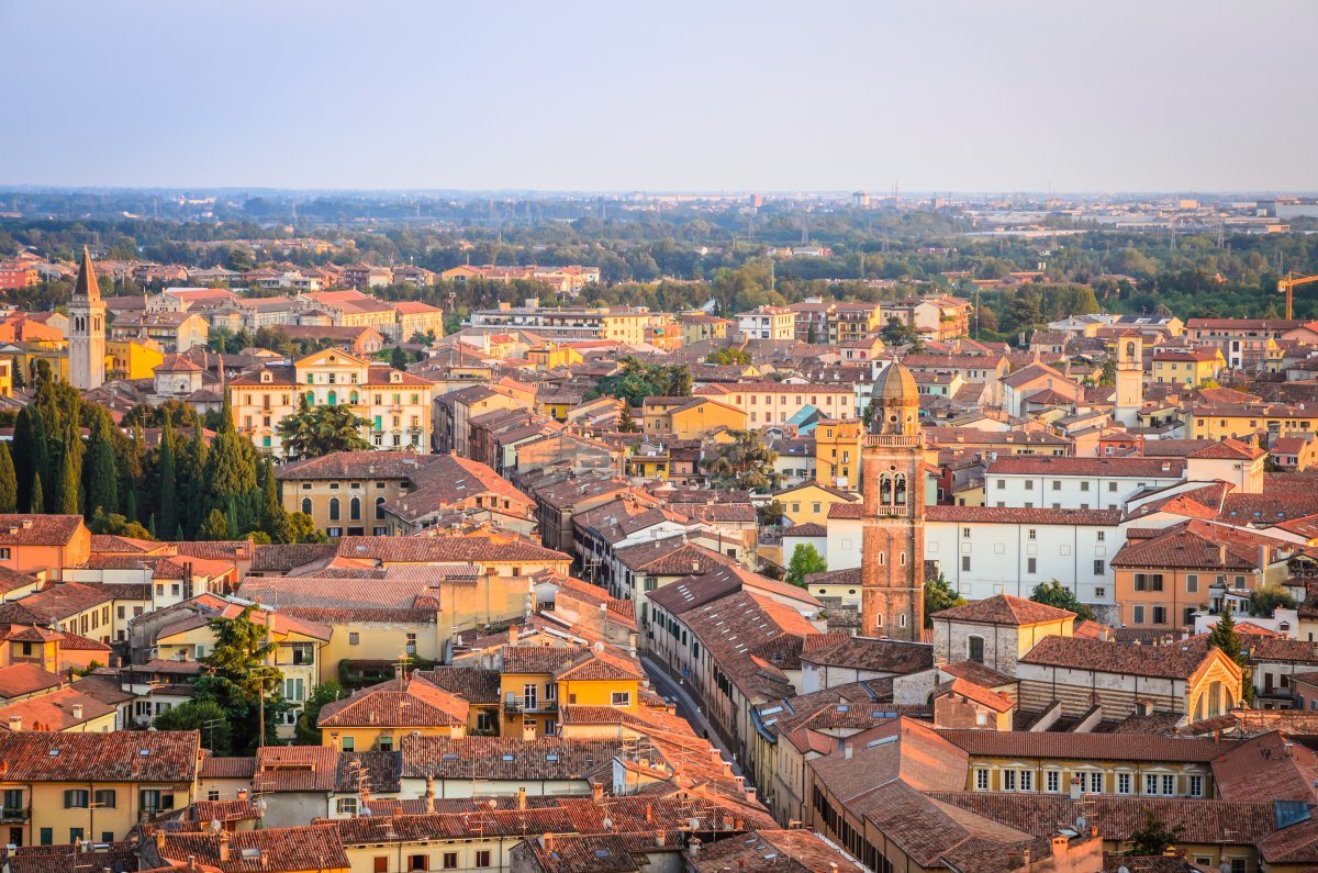 Beautiful Sunset Aerial View Verona Veneto
