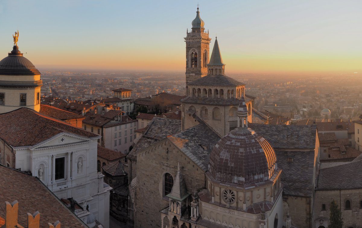 Bergamo Italy Old City Aerial View