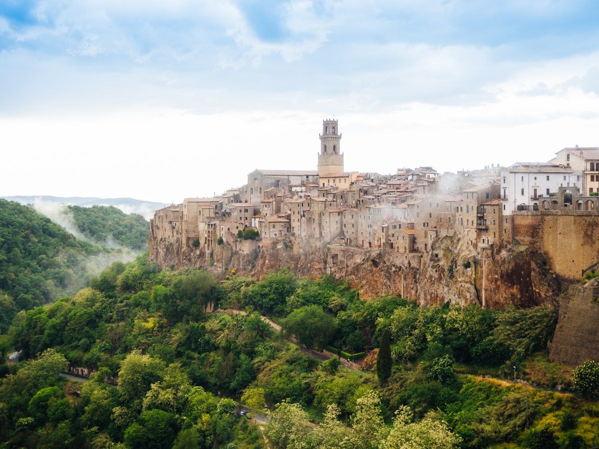 City Pitigliano Tuscany Italy After Sunset