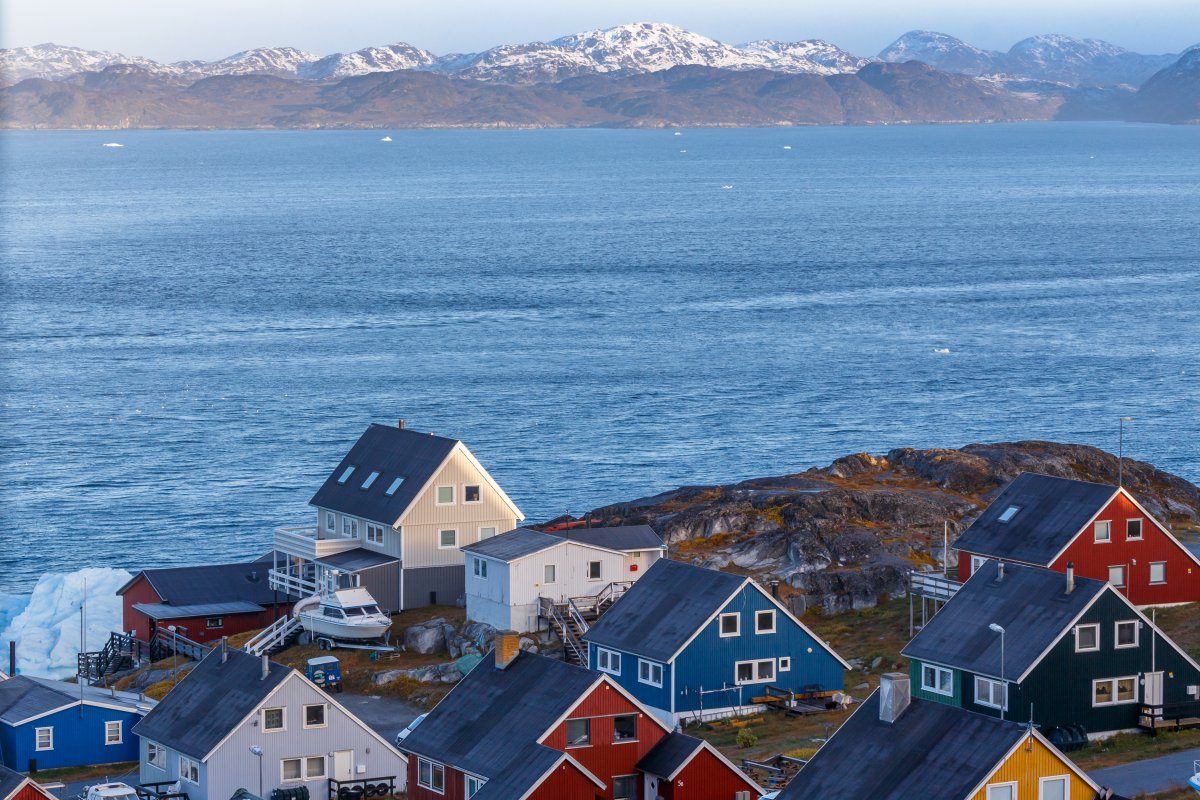 Colorful Greenlandic Houses Ocean Fjord Nuuk