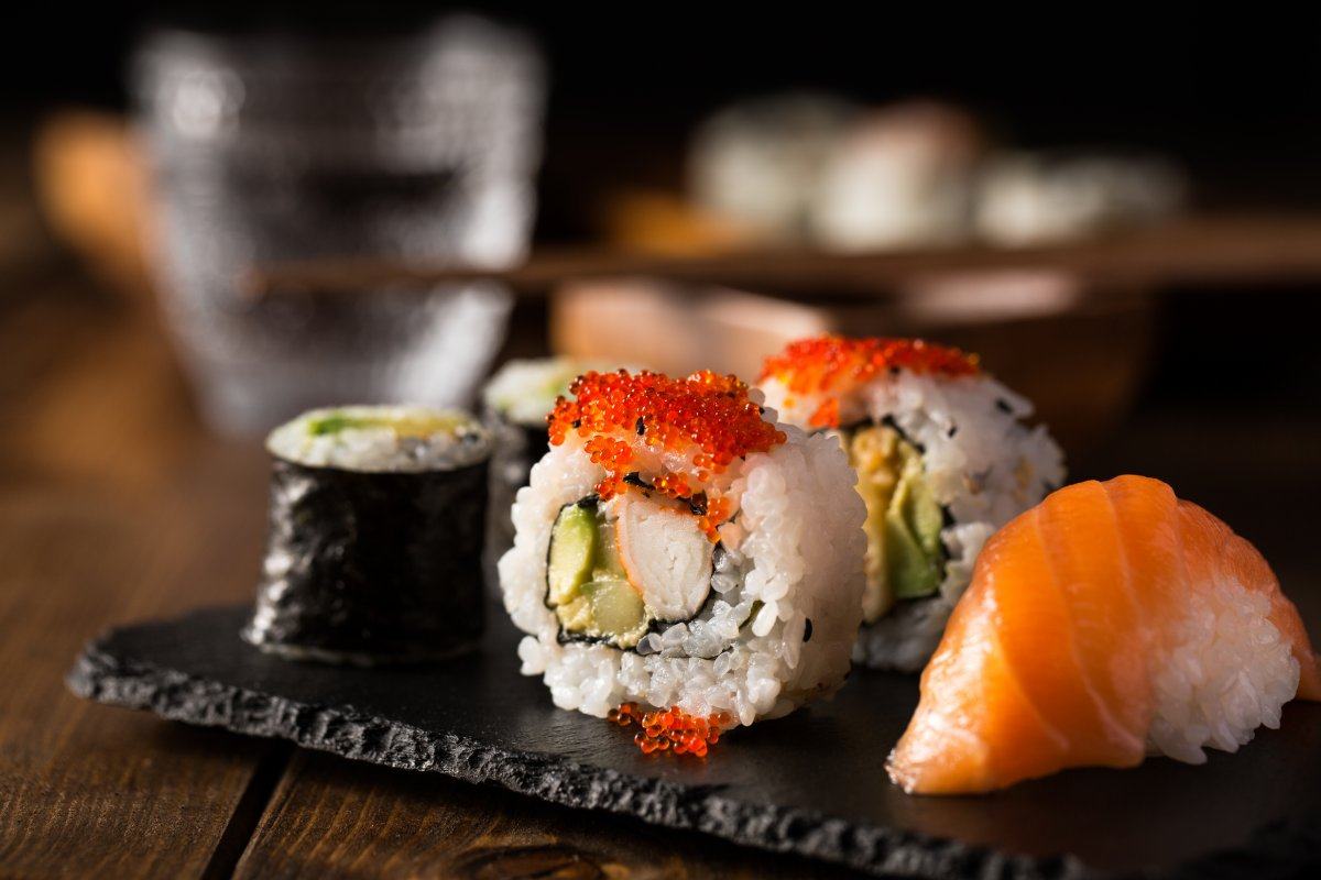 Fresh Delicious Maki Nigiri Sushi Sake