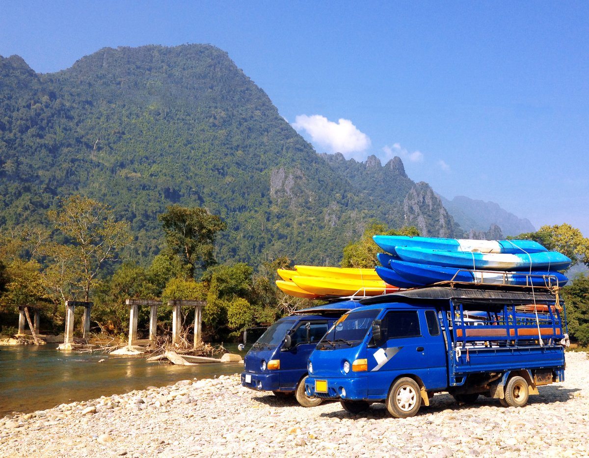 Kayak Boats On Roof Car Beside