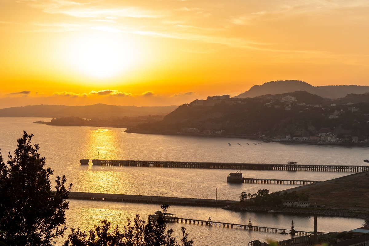 Landscape Posillipo Hill Sunset Gulf Naples
