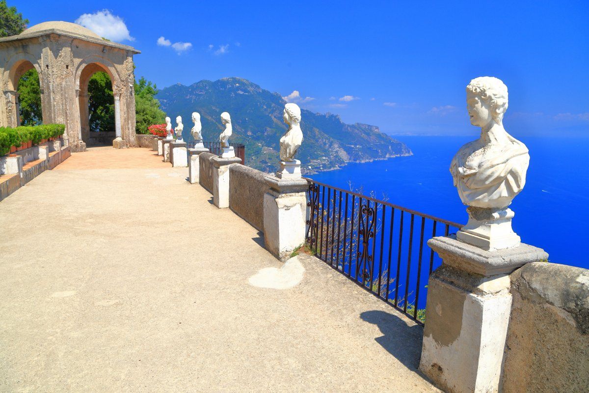 Open Terrace Classical Statues Sun Ravello