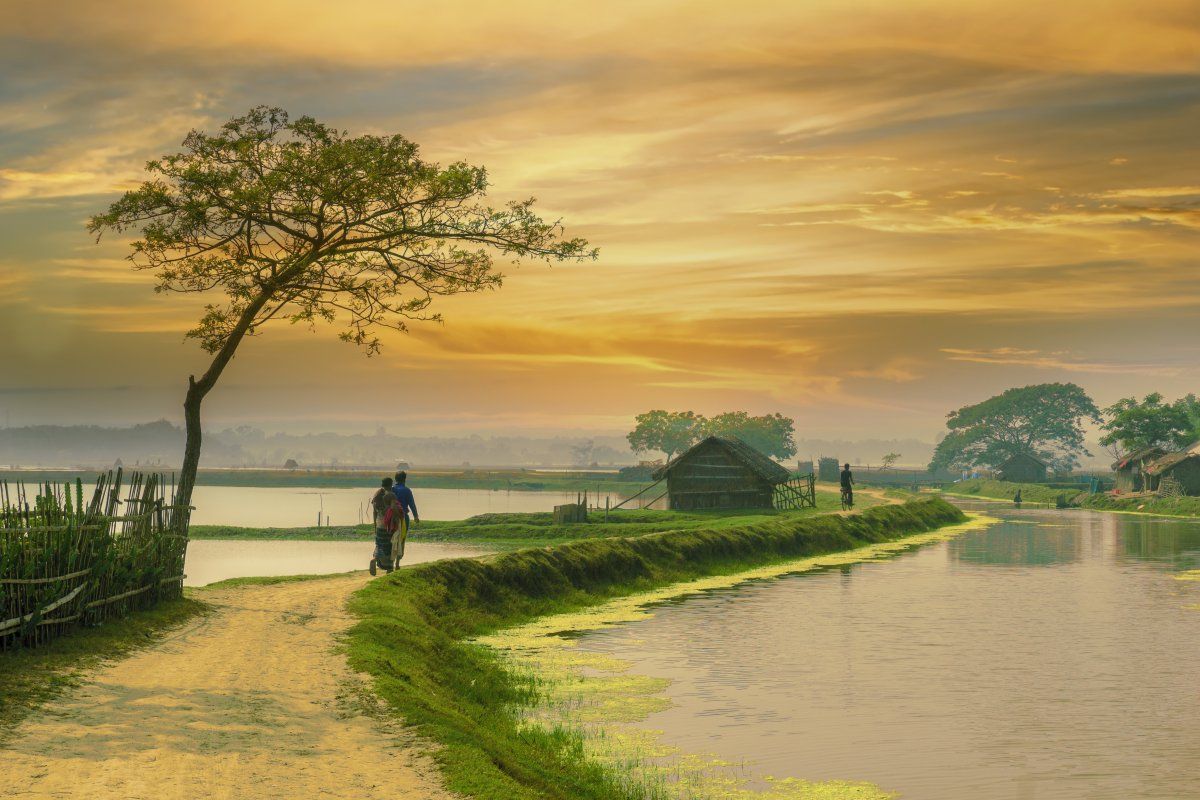 Village Bangladesh During Sunset