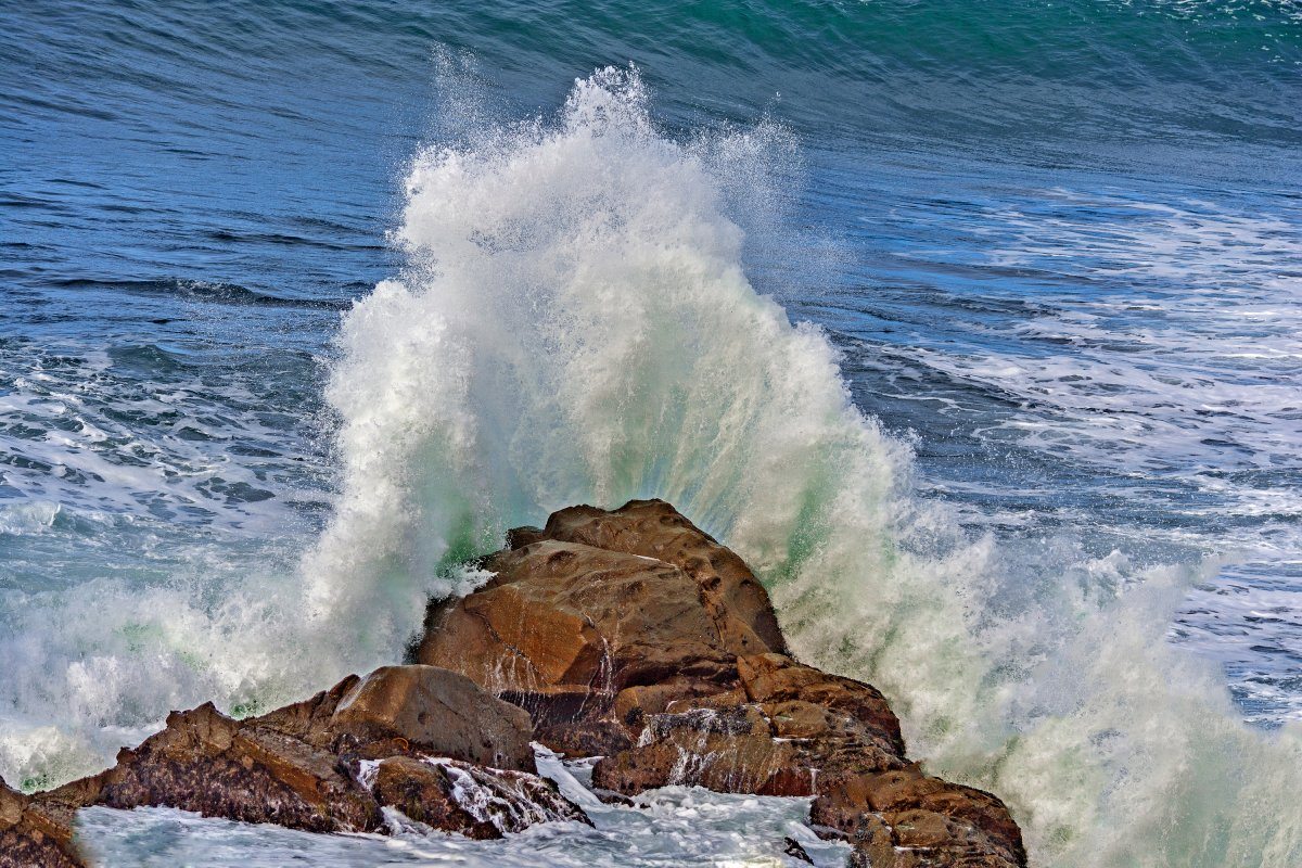 Huge Wave Breaking On Rock On