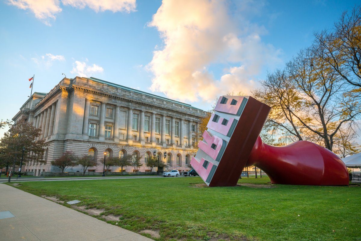 Art sculpture in downtown Cleveland in Ohio