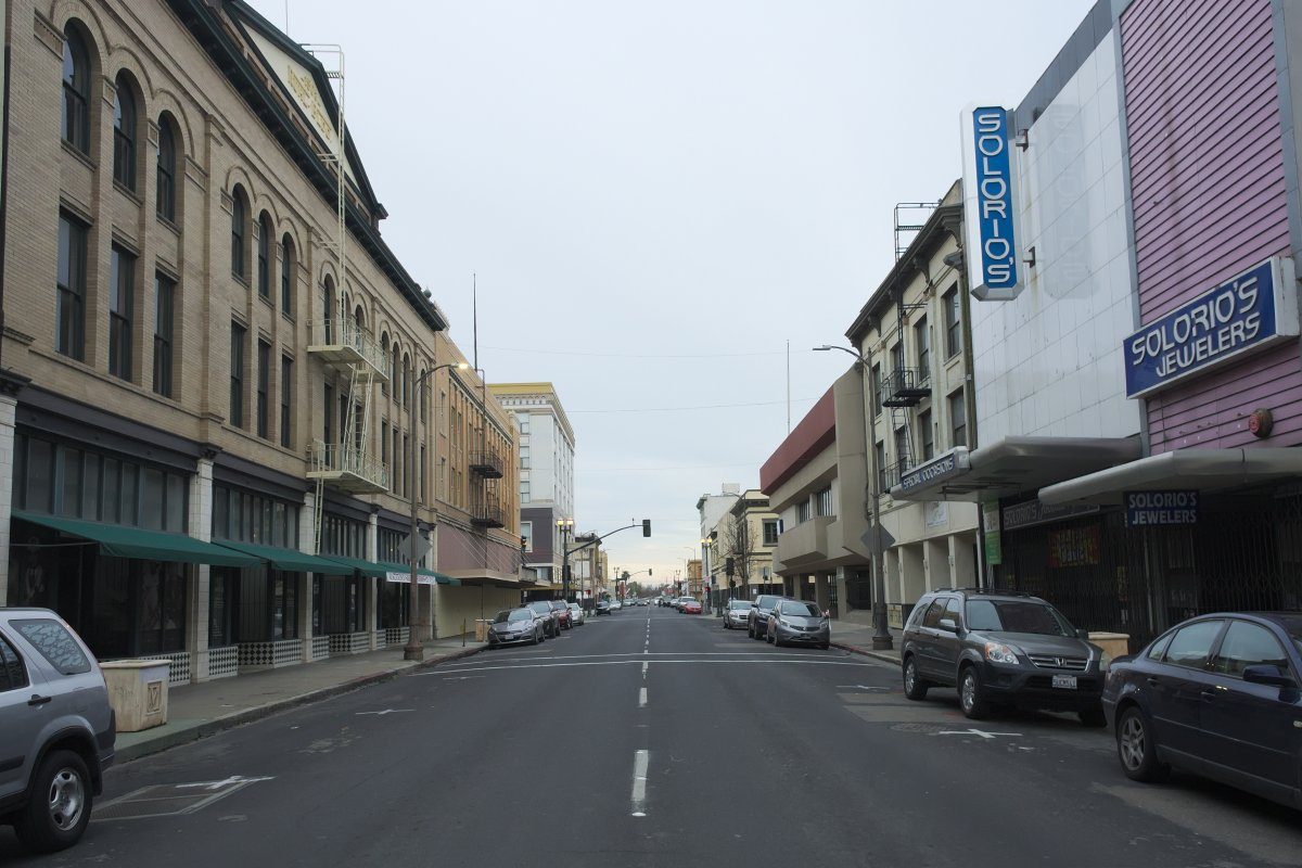Distressed Main Street in Stockton, CA