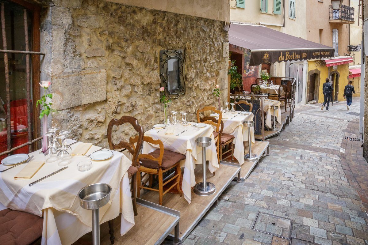 Famous street cafe Da Bouttau, Cannes, France