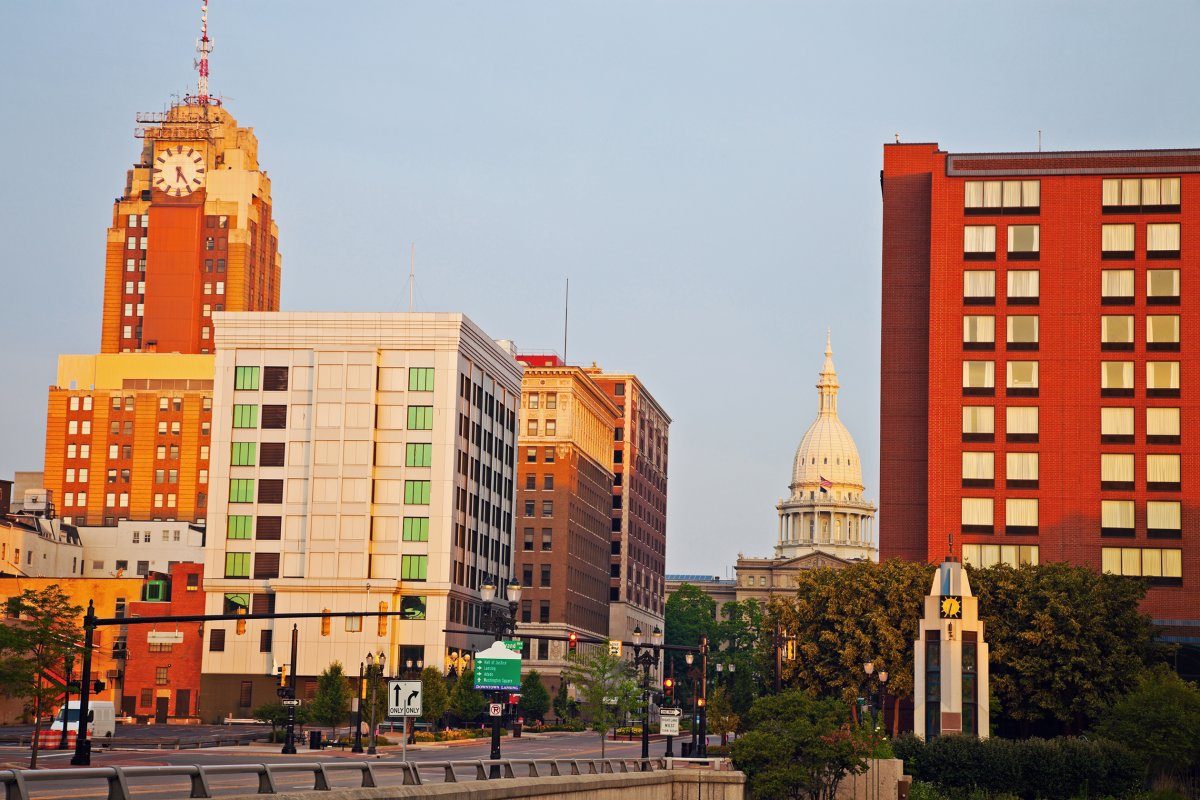 Lansing, Michigan city at sunrise