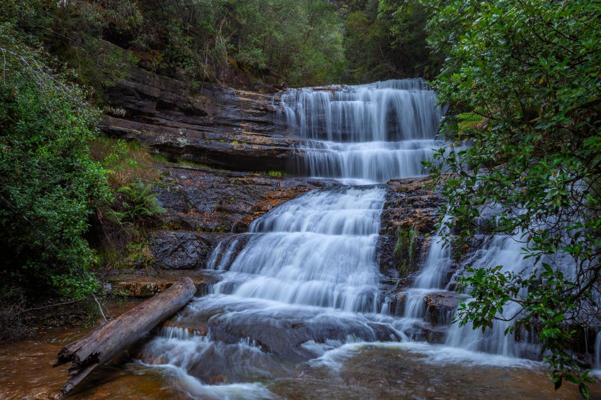 Beautiful, cascading,Lady Barron Falls, Central Highlands of Tasmania, Australia